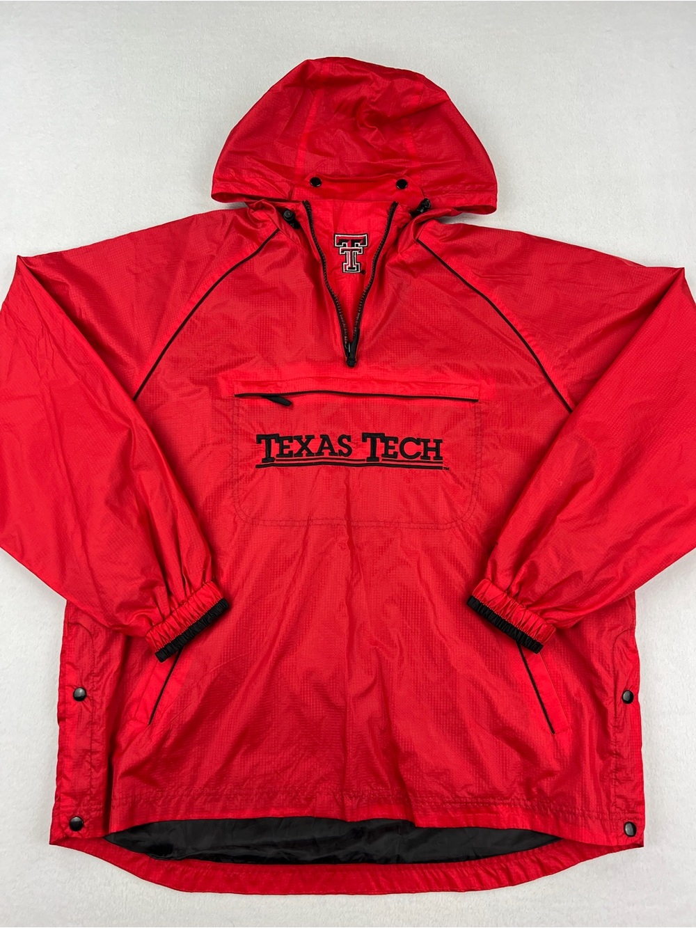 Vintage G-III Texas Tech Red Raiders Hooded Windbreaker 1/4 Zip Jacket Men Sz L